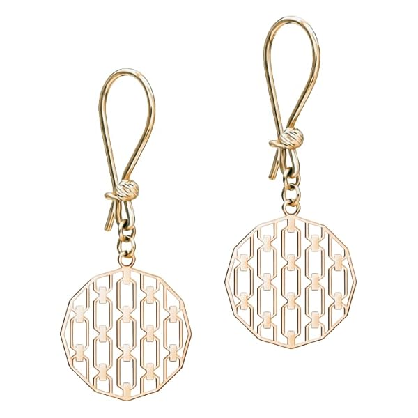 Boucles d’oreilles Enfileur Femme – or 18 carats – 2.04 gr – pendantes, design géométrique dodécagonal ajouré – Valeur refuge – Idée cadeau – poinçon 750 – Certificat d’authenticité – Salia Gold Paris