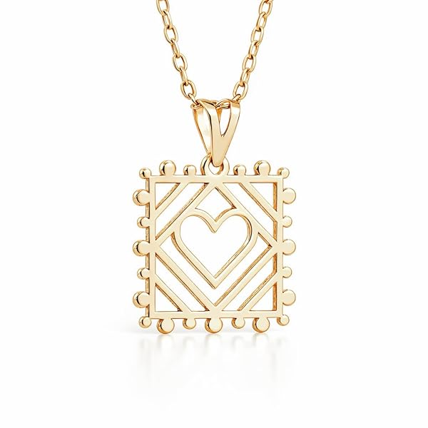 Pendentif – or 18 carats – 1.01 gr – carré cœur, design géométrique 20 x 15 mm, éclat et symbole d’amour – Valeur refuge – Idée cadeau – poinçon 750 – Certificat d’authenticité – Salia Gold Paris
