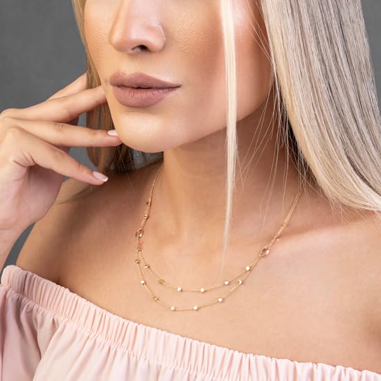 Collier – or 18 carats – 3.85 gr – design graine ovale à deux rangs avec perles cubiques – symbole élégant – Valeur refuge – Idée cadeau – poinçon 750 – Certificat d’authenticité – Salia Gold Paris - Image 3
