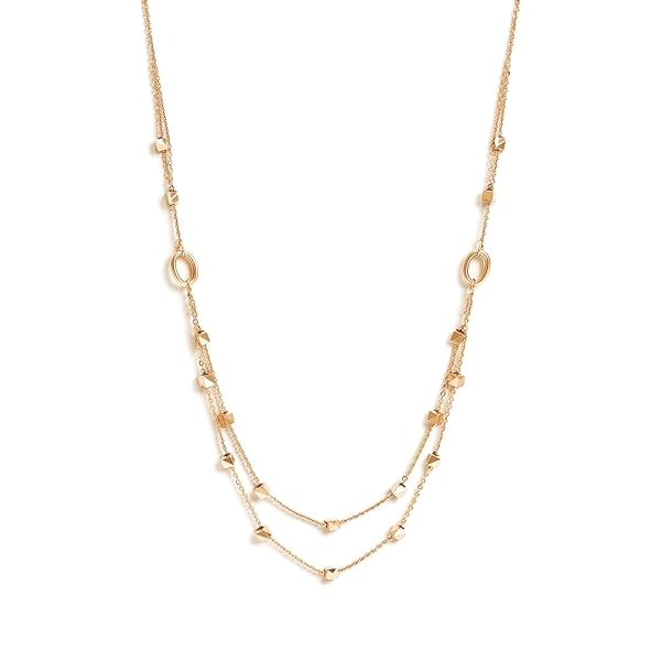 Collier – or 18 carats – 3.85 gr – design graine ovale à deux rangs avec perles cubiques – symbole élégant – Valeur refuge – Idée cadeau – poinçon 750 – Certificat d’authenticité – Salia Gold Paris