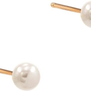 Women's White Pearl Stud Earrings - 18ct Yellow Gold 6mm - Discreet Elegance Birthday Gift Women - Salia Gold Paris