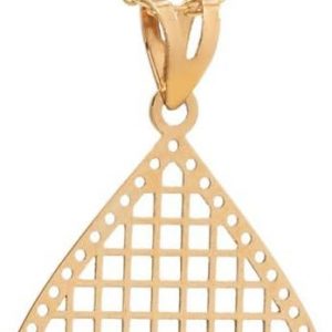 Diamond Lace Pendant in 18K Yellow Gold – Elegant Openwork Design 30 x 16 mm – Lightweight, Refined and Timeless – Salia Gold Paris, Yellow Gold, No Gemstone