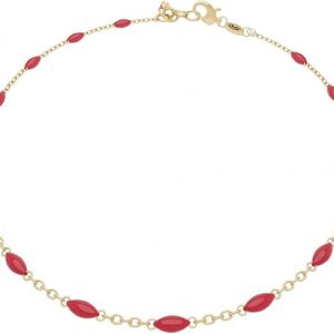 Bracelet en or jaune 18 carats – 0.81 gr – Chaîne délicate avec maillons émaillés rouges – Élégance raffinée – Garantie 5 ans – Salia Gold Paris