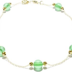 18-carat gold bracelet with green translucent stones – natural elegance and refined design 1.1 g 750/1000 gold without stones – timeless gift for women. Salia Gold Paris