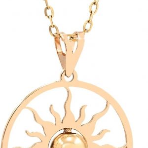 Sun Pendant 18 Carat Yellow Gold with Smooth Pearl – 1.4 g O 750/1000 – Symbol of Light and Energy – 25 mm – Salia Gold Paris