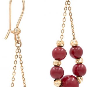 Women's 18 ct Yellow Gold Drop Earrings - Shiny Red Stones Cascading - Original and Elegant Gift for Women - Salia Gold Paris, Yellow Gold, No Gemstone
