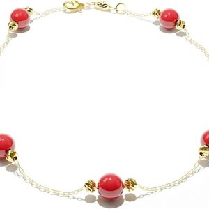 18 carat yellow gold bracelet with shiny red stones – refined design and timeless sparkle – elegant gift. Salia Gold Paris