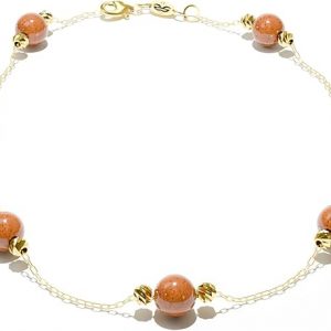 18 ct yellow gold bracelet - brick coloured shiny stones - refined elegance - Salia Gold Paris