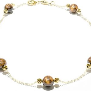 18-carat yellow gold bracelet with shiny brown stones - natural elegance and refined design - timeless gift - Salia Gold Paris