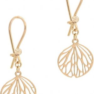 Boucles d’oreilles pendantes femme or jaune 18 carats – Motif feuille nervurée délicate – Bijou nature élégant à offrir – Salia Gold Paris