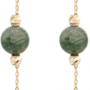 Women's 18K Yellow Gold Drop Earrings - 1/27g Gold 750/1000 Fine Chain with Natural Green Stones - Elegant Jewellery Comes with Gift Box - Salia Gold Paris