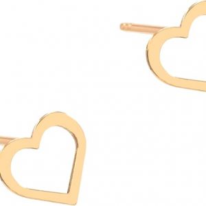 Heart stud earrings made of 18 carat yellow gold, discreet earrings, elegant women's earrings, original gift 750 gold. Salia Gold Paris, Yellow Gold, No Gemstone