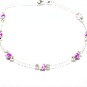 Bracelet en or blanc 18 carats avec pierres violettes brillantes – 1.38 gr Or 750/1000 sans Pierres Design raffiné et élégant – Bijou tendance et intemporel – Salia Gold Paris