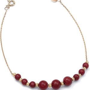 18K Yellow Gold Ladies Bracelet - Exquisite Style with Vibrant Red Stones - Delicate Birthday or Party Gift - Salia Gold Paris