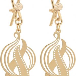 Boucles d’oreilles pendantes femme or jaune 18 carats – Design fluide ajouré style aura – Cadeau femme élégant livré avec boîte – Salia Gold Paris