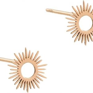 Clous d’oreilles femme or jaune 18 carats – Boucles motif rayon de soleil hypoallergéniques – Bijoux lumineux livré avec boîte cadeau – Salia Gold Paris