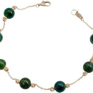 Women's 18-carat yellow gold bracelet – refined style with natural green stones 1.1 g 750/1000 gold, precious and timeless gift. Salia Gold Paris