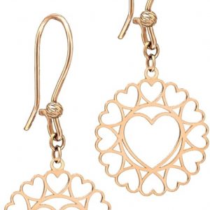 Boucles d’oreilles pendantes femme or jaune 18 carats – Motif cœur romantique ajouré – Cadeau raffiné et original pour femme – Salia Gold Paris