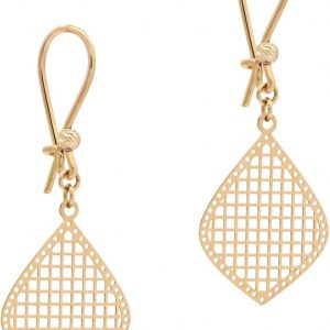 Boucles d’oreilles pendantes femme or jaune 18 carats – Design losange ajouré style dentelle – Cadeau élégant livré avec boîte – Salia Gold Paris