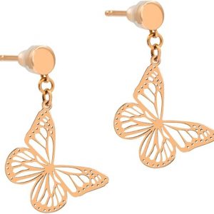 Women's 18K Yellow Gold Stud Earrings - Hypoallergenic Hollow Butterfly Drop Earrings - 1.5 g - Original and Elegant Gift Idea for Women - Salia Gold Paris