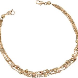 18 ct yellow and white gold women's bracelet – multi-chain with faceted beads – refined and luminous jewellery. Salia Gold Paris