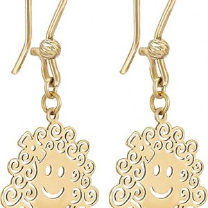 Boucles d’oreilles fille or jaune 18 carats – Motif visage souriant rigolo – Cadeau fille 8 à 10 ans livré avec boîte bijoux – Salia Gold Paris