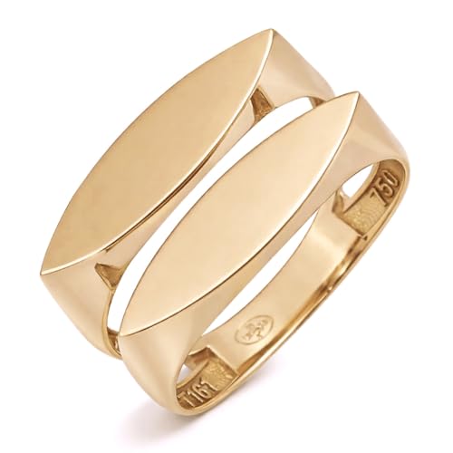 Bague – or 18 carats – 2.88 gr – design double bande mat et poli, élégance contemporaine – symbole élégant – Valeur refuge – Idée cadeau – poinçon 750 – Certificat d’authenticité – Salia Gold Paris