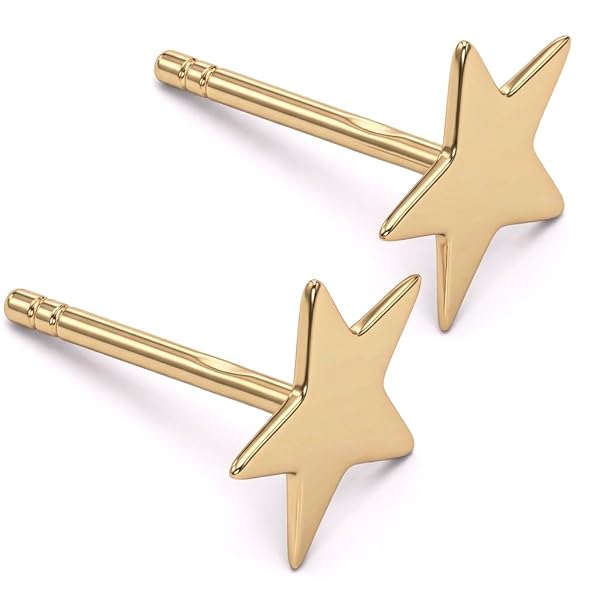 Boucles d’oreilles Bouton pressoir – or 18 carats – 0.58 gr – puces, design étoile, finition polie artisanale – Valeur refuge – Idée cadeau – poinçon 750 – Certificat d’authenticité – Salia Gold Paris