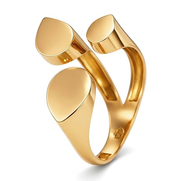 Bague – or 18 carats – 2.91 gr – goutte géométrique ouverte, élégance contemporaine & fabrication artisanale – Valeur refuge – Idée cadeau – poinçon 750 – Certificat d’authenticité – Salia Gold Paris