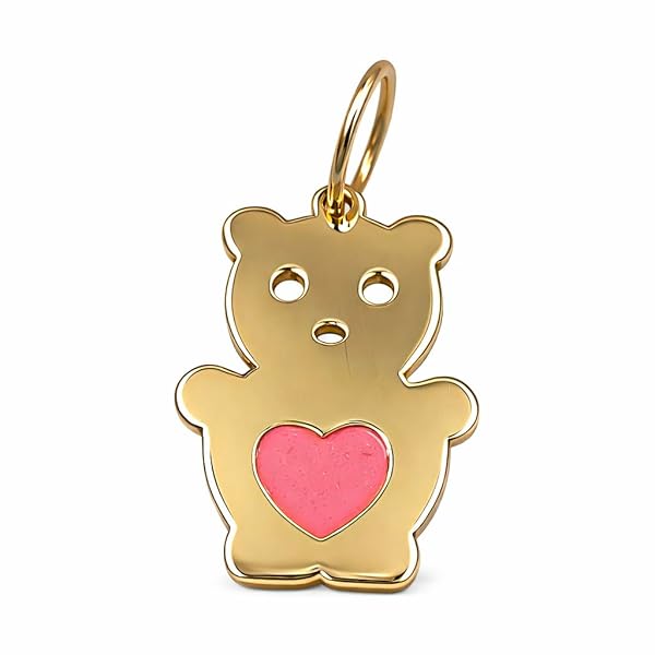 Pendentif – or rose 18 carats – 0.7 gr – ours cœur rose émaillé, bijou fin – Valeur refuge – Idée cadeau – poinçon 750 – Certificat d’authenticité – Salia Gold Paris
