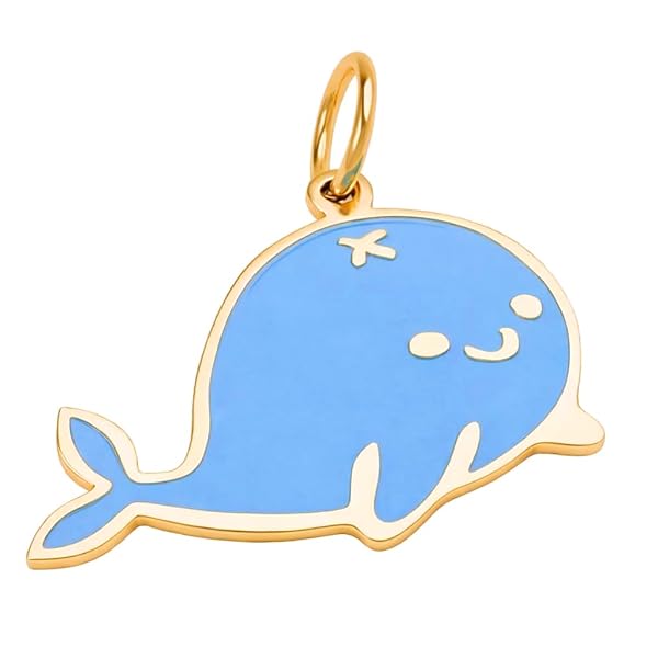 Pendentif – or 18 carats – 0.52 gr – baleine émaillée bleue, détails artistiques fins – Valeur refuge – Idée cadeau – poinçon 750 – Certificat d’authenticité – Salia Gold Paris