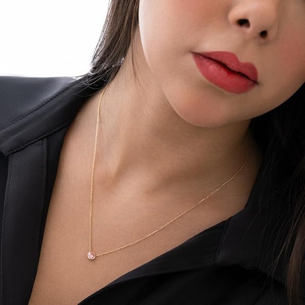 Collier – or jaune 18 carats – 1.30 gr – design pierre rose minimaliste – symbole élégant – Valeur refuge – Idée cadeau – poinçon 750 – Certificat d’authenticité – Salia Gold Paris - Image 3