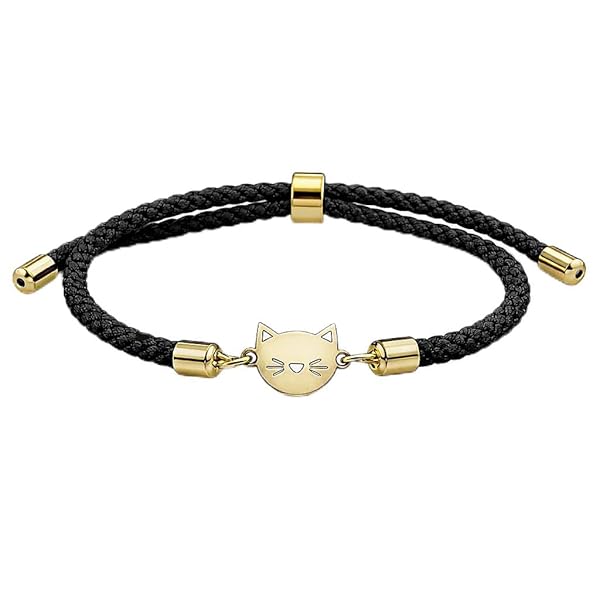 Bracelet – or 18 carats – 0.33 gr – tête de chat minimaliste, cordon tressé – Valeur refuge – Idée cadeau – poinçon 750 – Certificat d’authenticité – Salia Gold Paris
