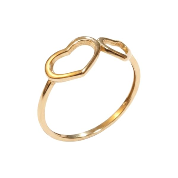 Salia Gold Paris Bague – or 18 Carats – 1.04 gr – Cœurs minimalistes – Valeur refuge – Idée cadeau – poinçon 750 – Certificat d’authenticité
