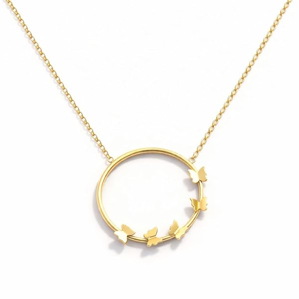 Salia Gold Paris Collier – or 18 Carats – 3.31 gr – papillons dans un cercle – Valeur refuge – Idée cadeau – poinçon 750 – Certificat d’authenticité