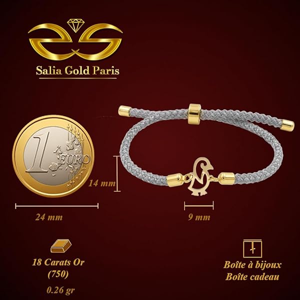Salia Gold Paris Bracelet – or 18 Carats – 0.26 gr – motif de pingouin doré – Valeur refuge – Idée cadeau – poinçon 750 – Certificat d’authenticité - Image 4