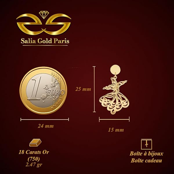 Boucles d'oreilles – or 18 Carats – 2.47 gr – Inspiration de la danse des derviches tourneurs – Valeur refuge – Idée cadeau – poinçon 750 – Certificat d’authenticité – Salia Gold Paris - Image 4