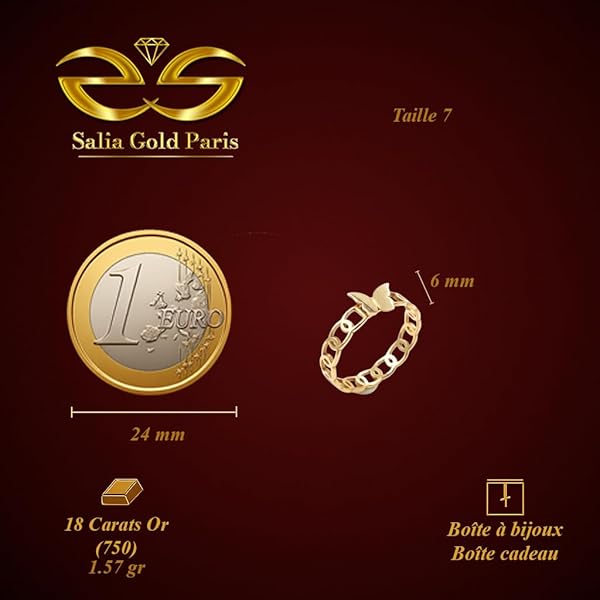Salia Gold Paris Bague – or 18 Carats – 1.57 gr – Papillon dansant sur des cercles en or – Valeur refuge – Idée cadeau – poinçon 750 – Certificat d’authenticité - Image 4
