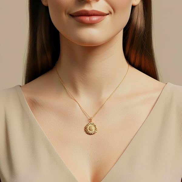 Salia Gold Paris Collier – or 18 Carats – 3.64 gr – design fleur de tournesol – Valeur refuge – Idée cadeau – poinçon 750 – Certificat d’authenticité - Image 3
