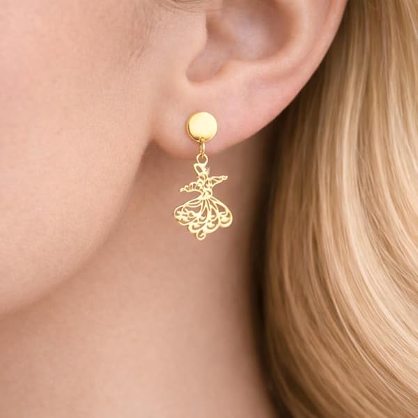 Boucles d'oreilles – or 18 Carats – 2.47 gr – Inspiration de la danse des derviches tourneurs – Valeur refuge – Idée cadeau – poinçon 750 – Certificat d’authenticité – Salia Gold Paris - Image 3