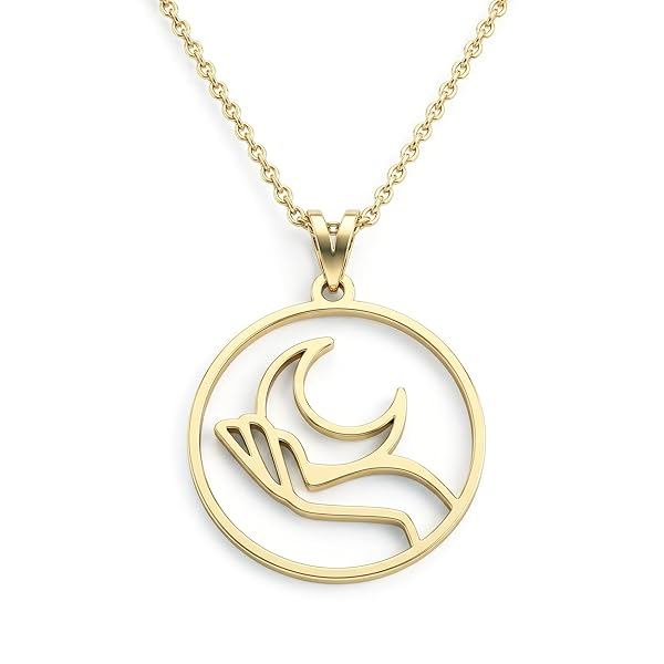 Salia Gold Paris Collier – or 18 Carats – 2.25 gr – Une lune délicatement tenue dans la main – Valeur refuge – Idée cadeau – poinçon 750 – Certificat d’authenticité