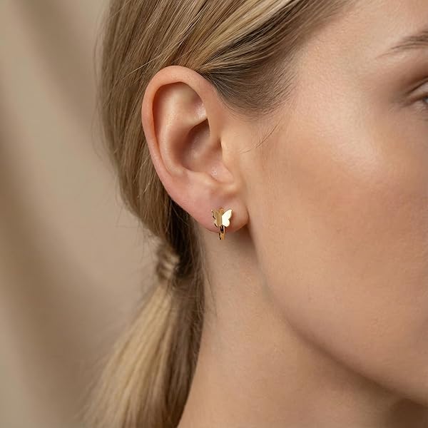 Boucles d'oreilles – or 18 Carats – 1.69 gr – papillon doré – Valeur refuge – Idée cadeau – poinçon 750 – Certificat d’authenticité – Salia Gold Paris - Image 3