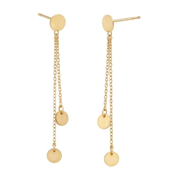 Boucles d'oreilles – or 18 carats – 0.92 gr – Double rang à pastilles délicatement pendantes – Valeur refuge – Idée cadeau – poinçon 750 – Certificat d’authenticité – Salia Gold Paris