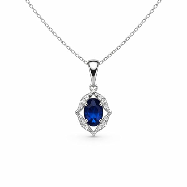 Salia Gold Paris Pendentif – or blanc 18 Carats – 0.62 gr – Ovale en zirconium bleu nuit – Valeur refuge – Idée cadeau – poinçon 750 – Certificat d’authenticité