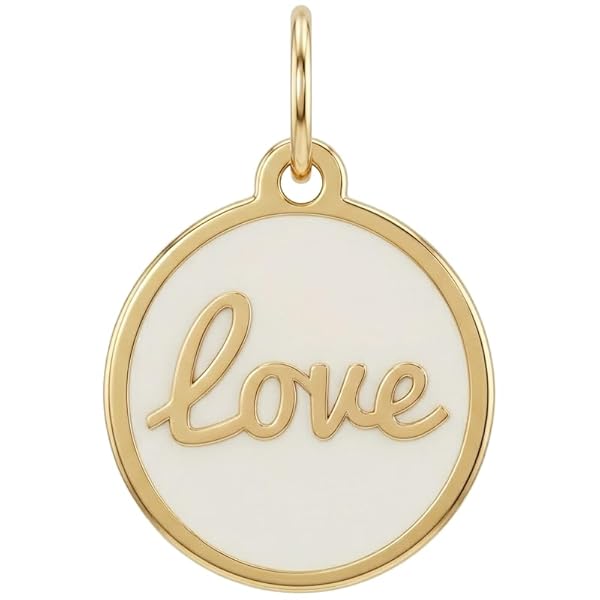 Salia Gold Paris Pendentif – or 18 carats – 0.60 gr – Cercle émaillé blanc avec l’inscription calligraphiée « Love » – Valeur refuge – Cadeau – 750 – Certificat d’authenticité