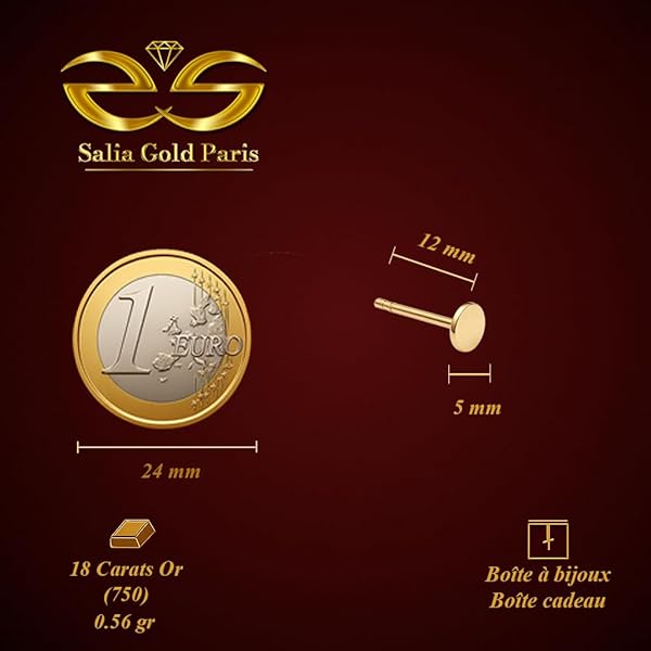 Boucles d'oreilles – or 18 carats – 0.56 gr – Puce délicate en petit cercle – Valeur refuge – Idée cadeau – poinçon 750 – Certificat d’authenticité – Salia Gold Paris - Image 4
