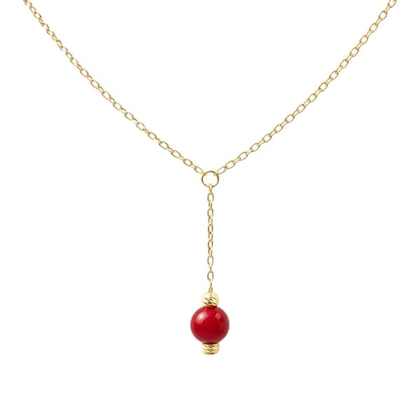 Collier – or 18 carats – 1.25 gr – perle corail rouge et sphères facettées – Valeur refuge – Idée cadeau – poinçon 750 – Certificat d’authenticité – Salia Gold Paris