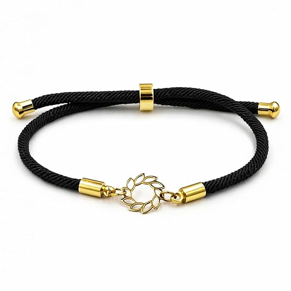 Bracelet – or 18 carats – 0.26 gr – plaque ronde feuilles d’olivier – Valeur refuge – Idée cadeau – poinçon 750 – Certificat d’authenticité – Salia Gold Paris