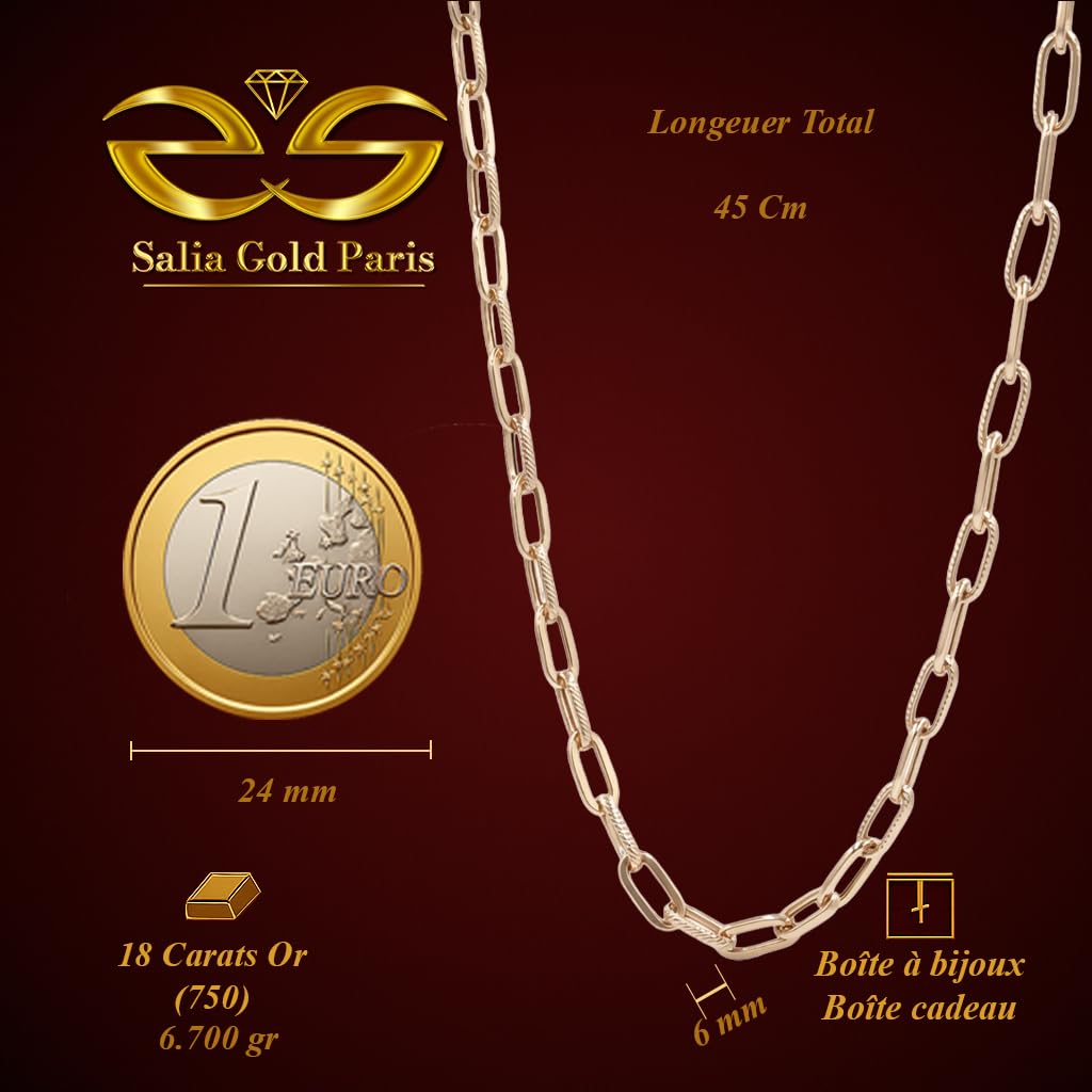 Collier 6.700 Gr –Les Maillons Rectangles Alternés Chics et Haut — Bijou Tendance, Idée Cadeau - Image 3