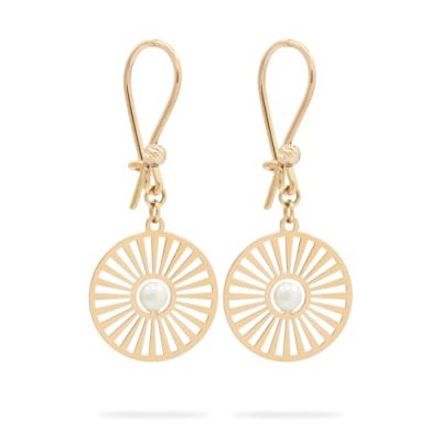 Boucles-doreilles-pendantes-femme-or-jaune-18-carats-Design-soleil-ajoure-avec-perle-centrale-250-gr-Or-Cad-B0F48NYB8Y